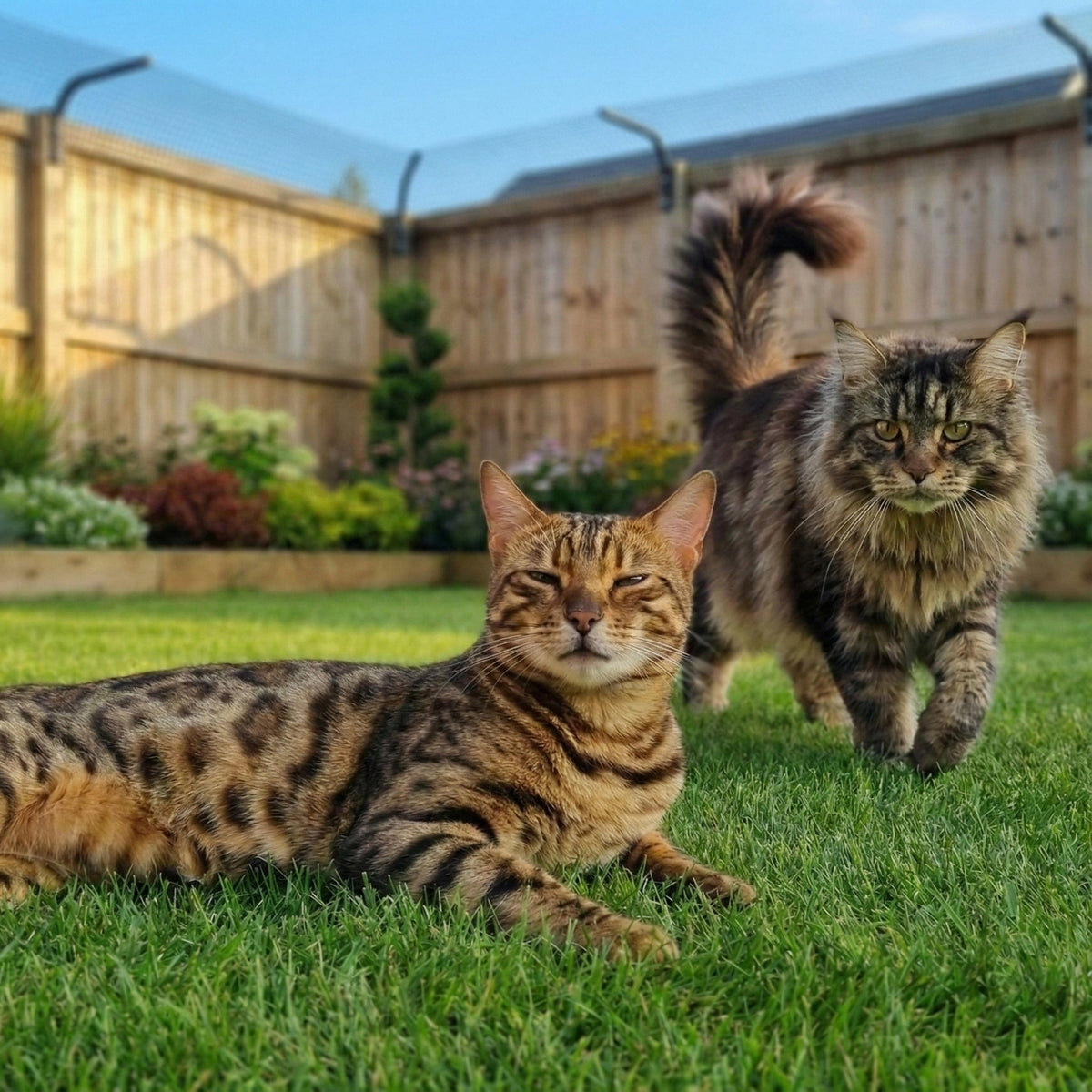Cats Secure By Cat Fence Barrier in Garden