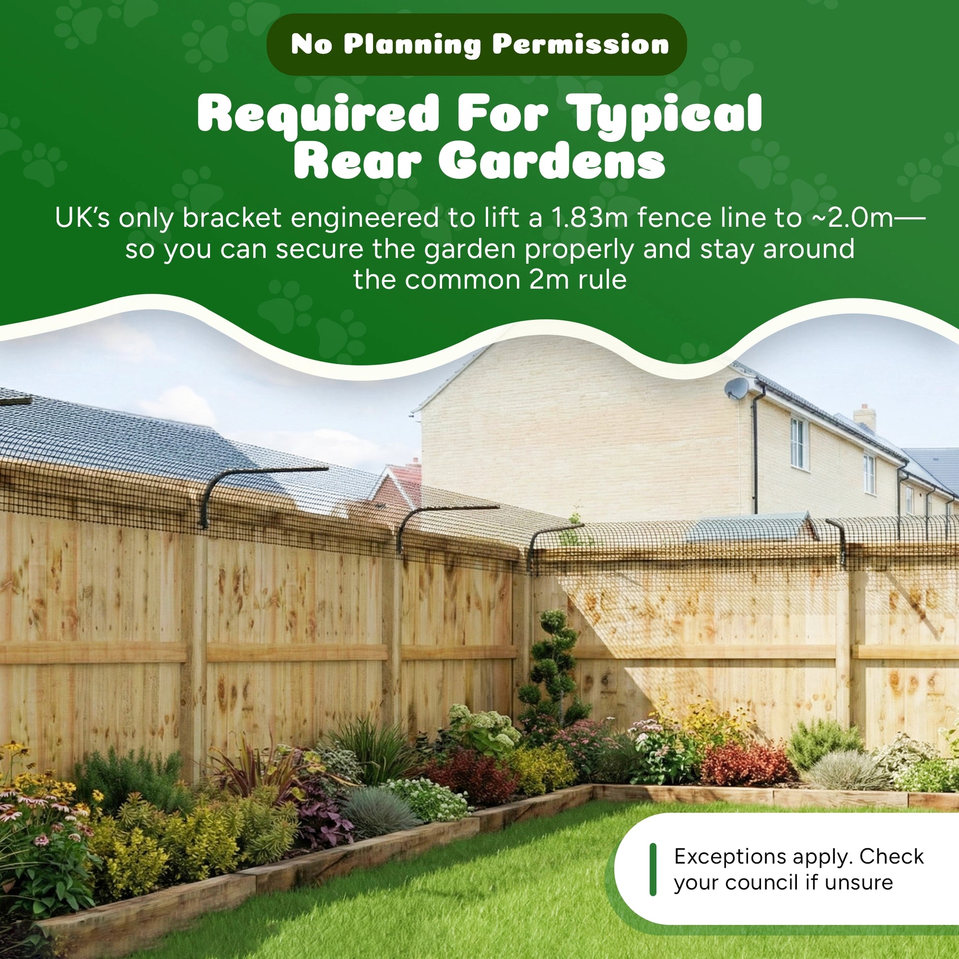 fence with cat fence installed in uk garden